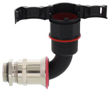 BraceFITTING, with cable gland, 90° angle, EMBF90CG, metric